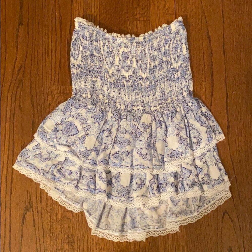 Blue and White ruffle skirt
